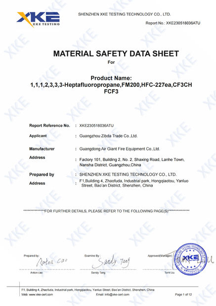 الصين Guangdong Air Giant Fire Equipment Co.,Ltd. الشهادات