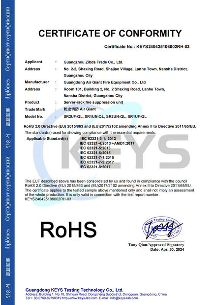 الصين Guangdong Air Giant Fire Equipment Co.,Ltd. الشهادات